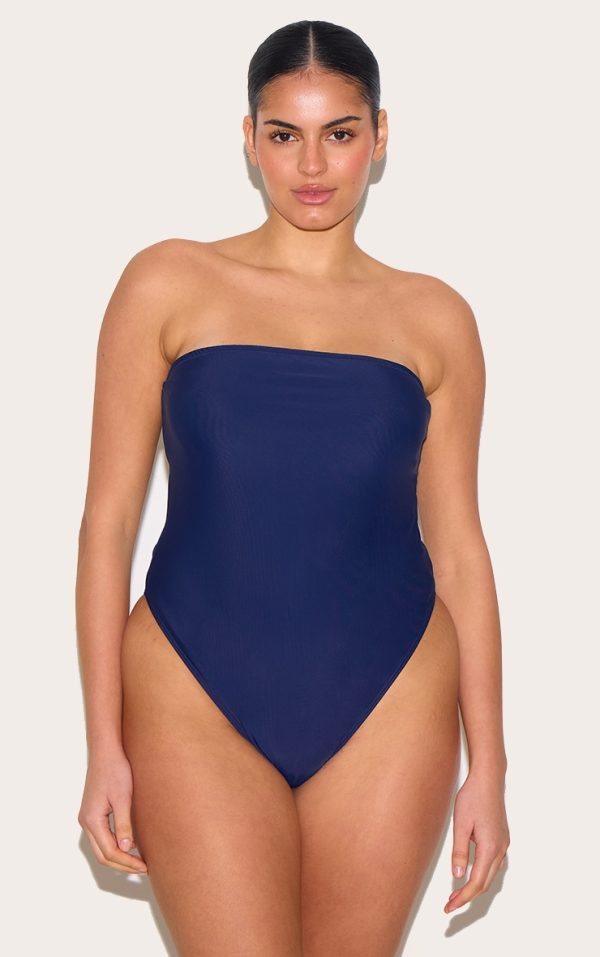 Plus Navy Strapless Swimsuit
