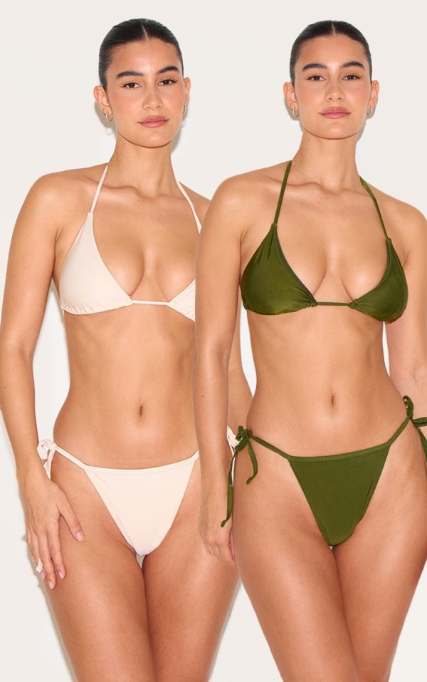 Olive And Cream 2 Pack Triangle Bikini Set