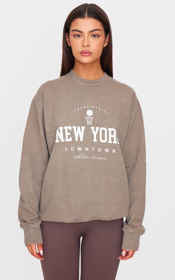 Mocha New York Downtown Graphic Printed Sweatshirt