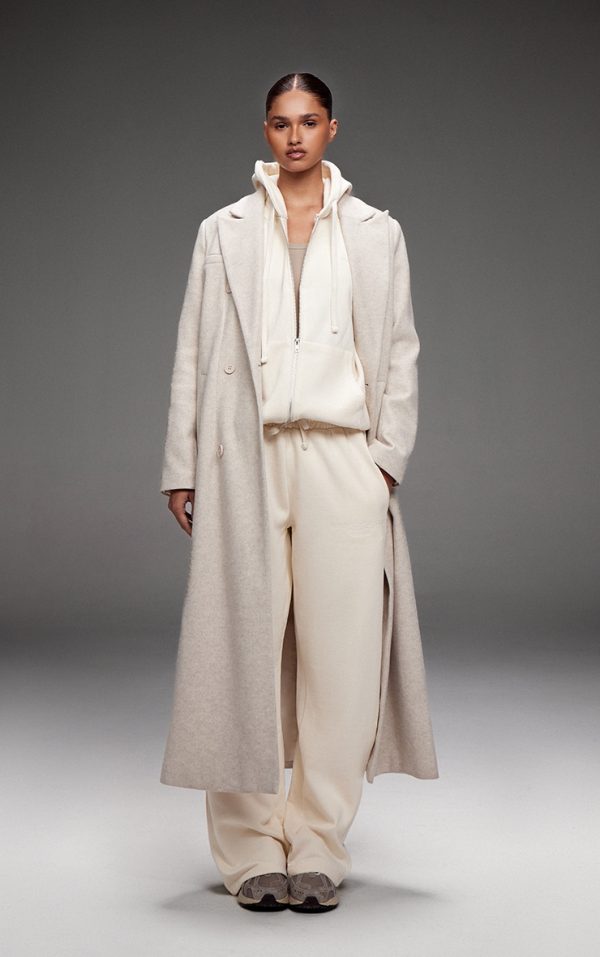 PRETTYLITTLETHING Cream Premium Embroidered Oversized Wide Leg Sweatpants