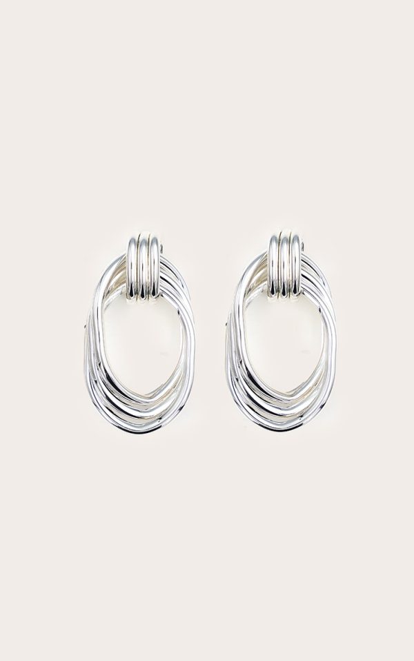 Silver Trippel Ring Hoop Earrings