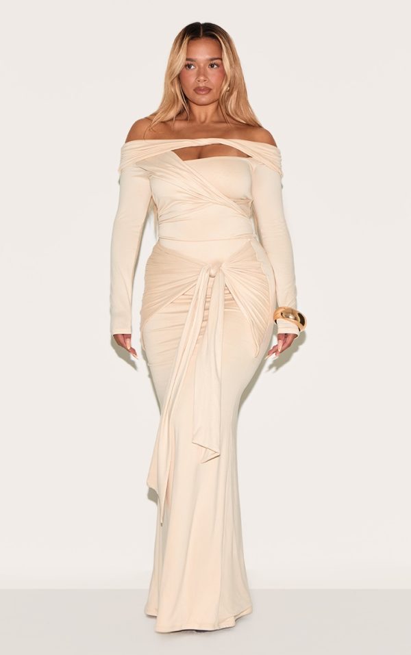 Shape Butter Cream Super Soft Wrap Drape Maxi Skirt