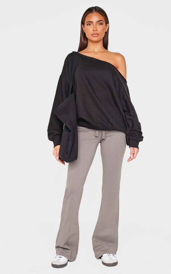 Black Oversized Off Shoulder Sweatshirt