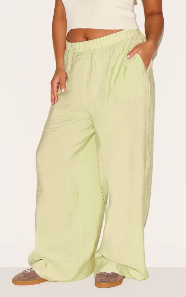 Plus Clay Peached Woven Elasticated Waist Straight Leg Pants