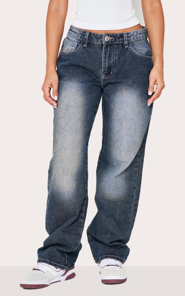 Petite Grey Used Bleach Rigid Low Rise Straight Leg Jeans