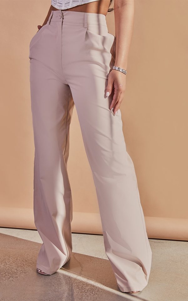 Petite Stone Peach Skin Straight Leg Pants