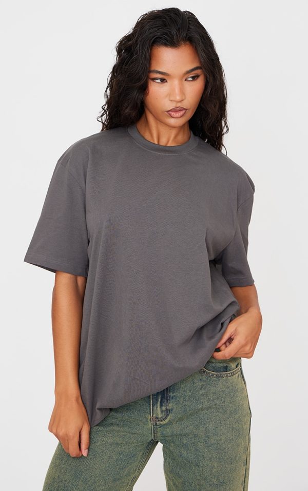 Cotton Charcoal Oversized T-Shirt