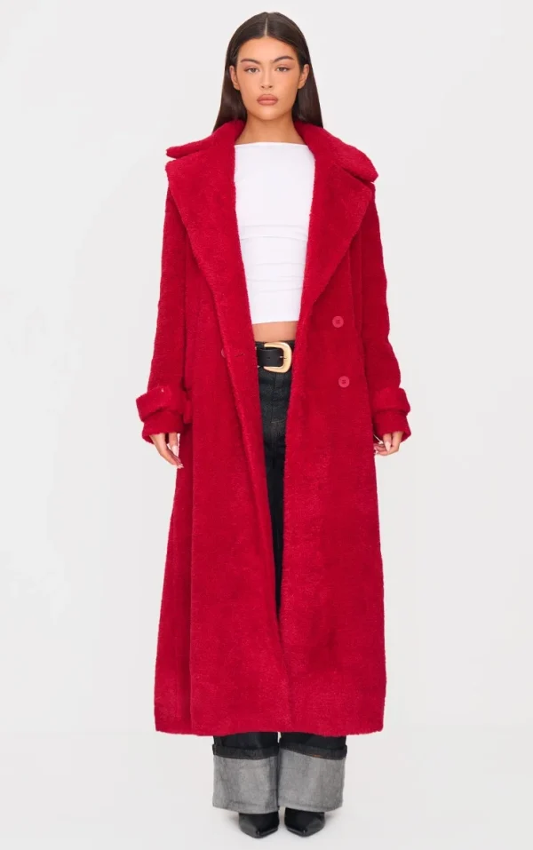 Red Borg Double Breasted Maxi Coat