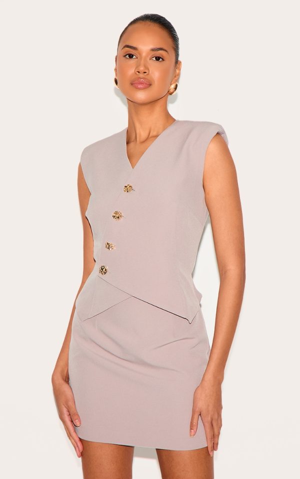 Clay Woven Asymmetric Mini Dress