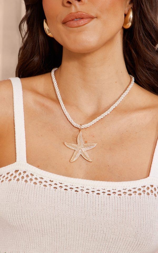 Gold Rope Twist Starfish Statement Necklace