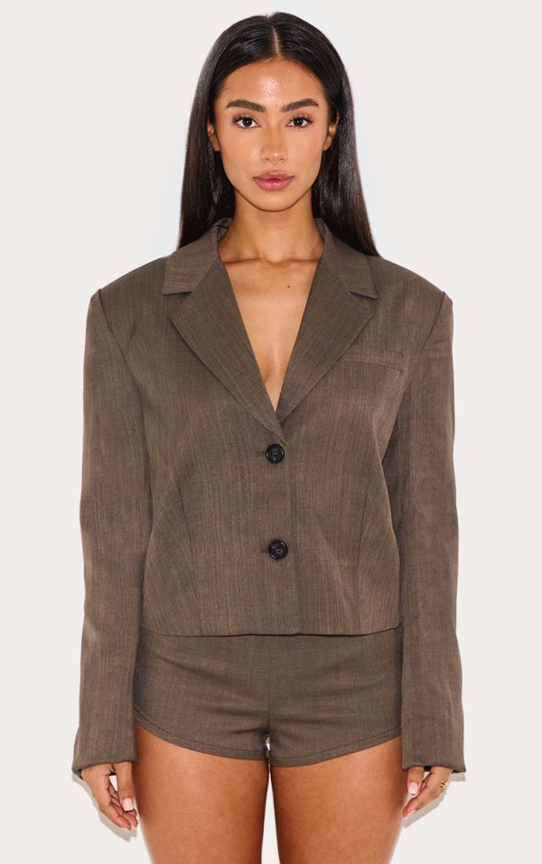 Petite Dark Khaki Tailored Cropped Blazer