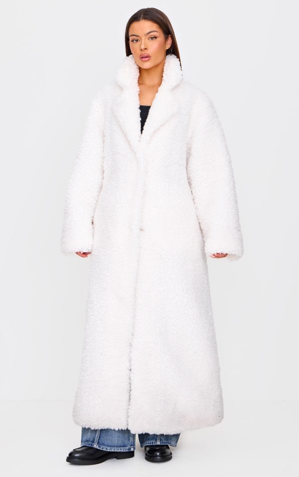 Cream Plush Borg Maxi Coat