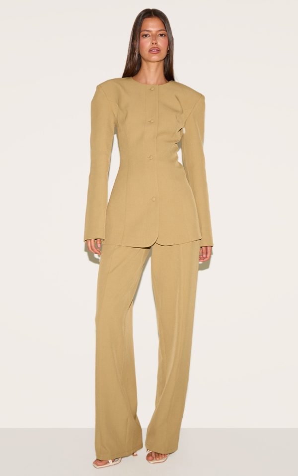 Deep Mustard Tailored Wide Leg Split Hem Pants