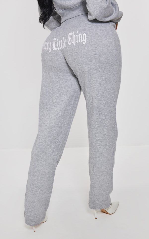 PRETTYLITTLETHING Shape Grey Marl Printed Back Oversized Sweatpants