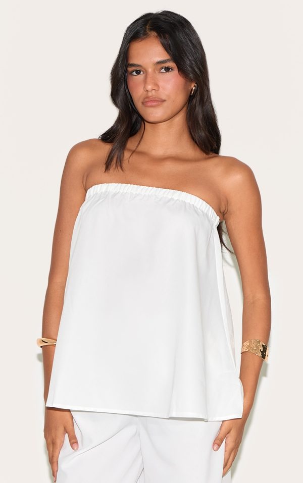 White Woven Longline Bandeau Top