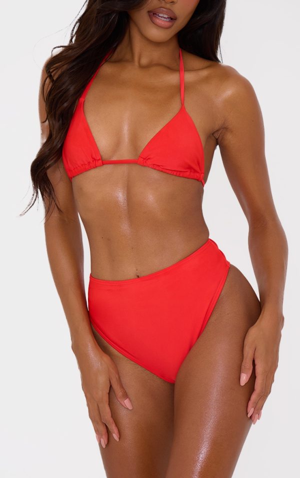 Red Mix & Match High Waisted High Leg Bikini Bottoms