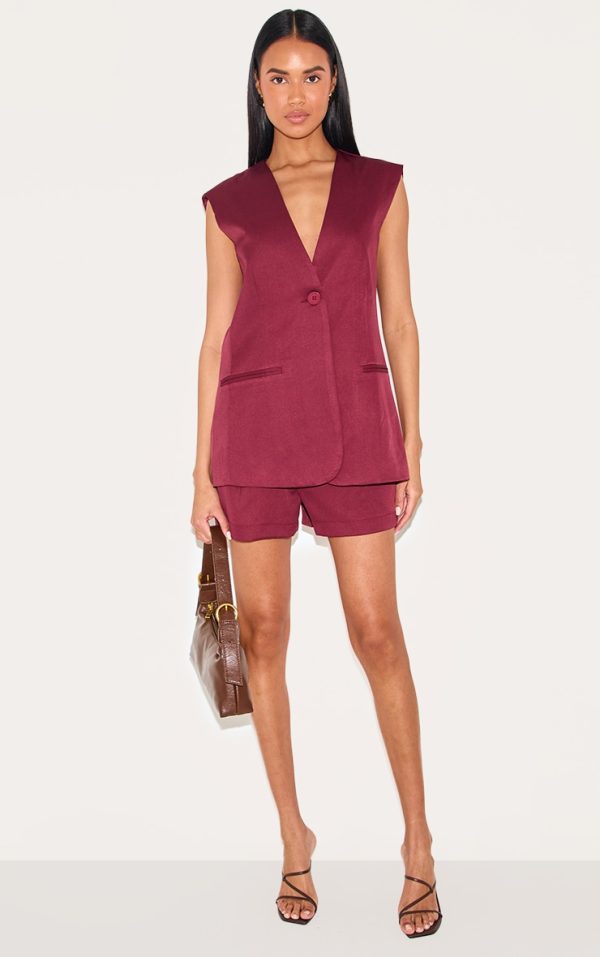 Burgundy Premium Tailored Woven Shorts