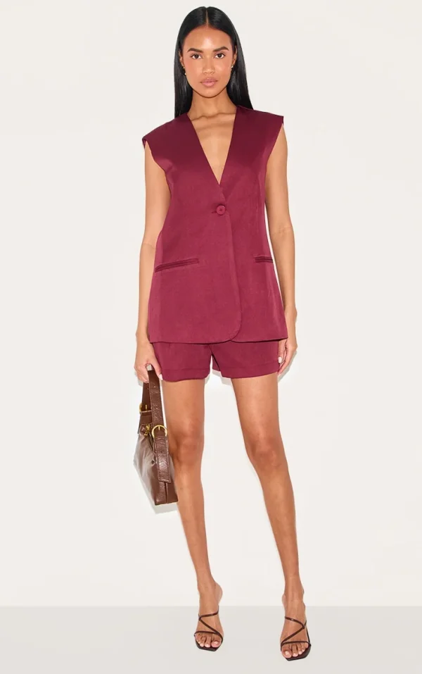 Burgundy Premium Tailored Woven Shorts