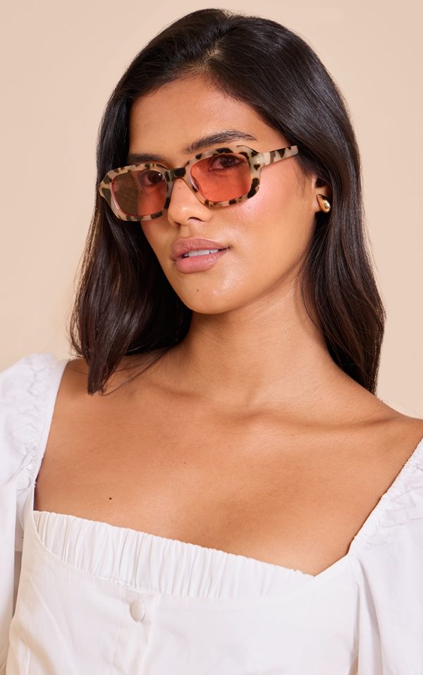 Brown Tort Pink Lens Square Frame Sunglasses
