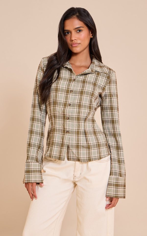 Green Fitted Check Shirt
