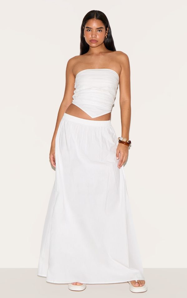 Tall White Cotton Poplin A-line Maxi Skirt