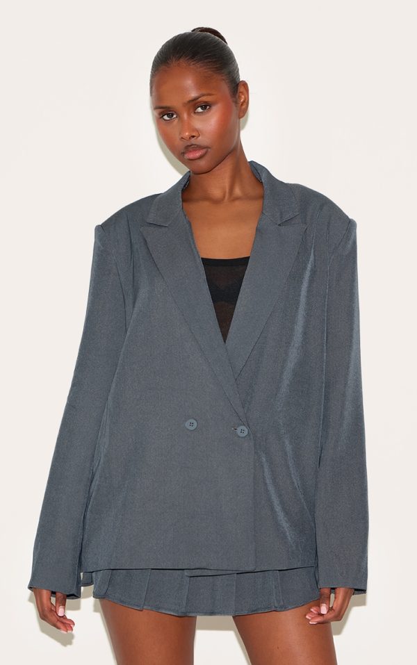 Charcoal Tailored Woven Oversized Blazer