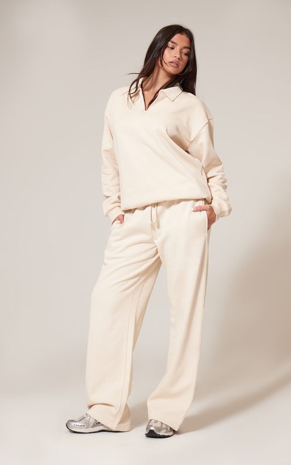 Ecru Premium Wide Leg Sweat Sweatpants