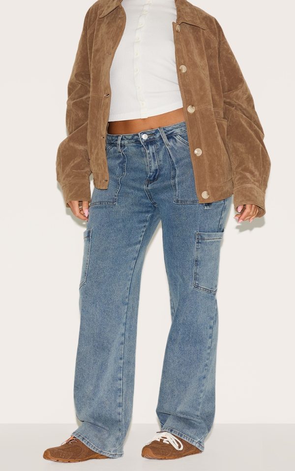 Shape Vintage Wash Cargo Wide Leg Jeans