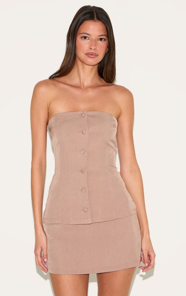 Mushroom Bandeau Vest Detail Bodycon Dress