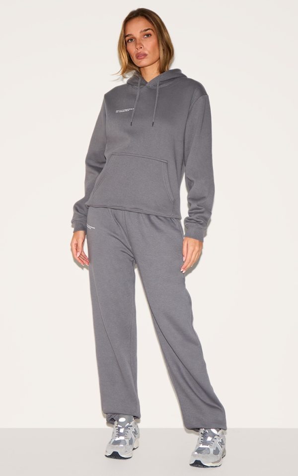 PRETTYLITTLETHING Logo Charcoal Grey Est 2012 Cuffed Sweatpants