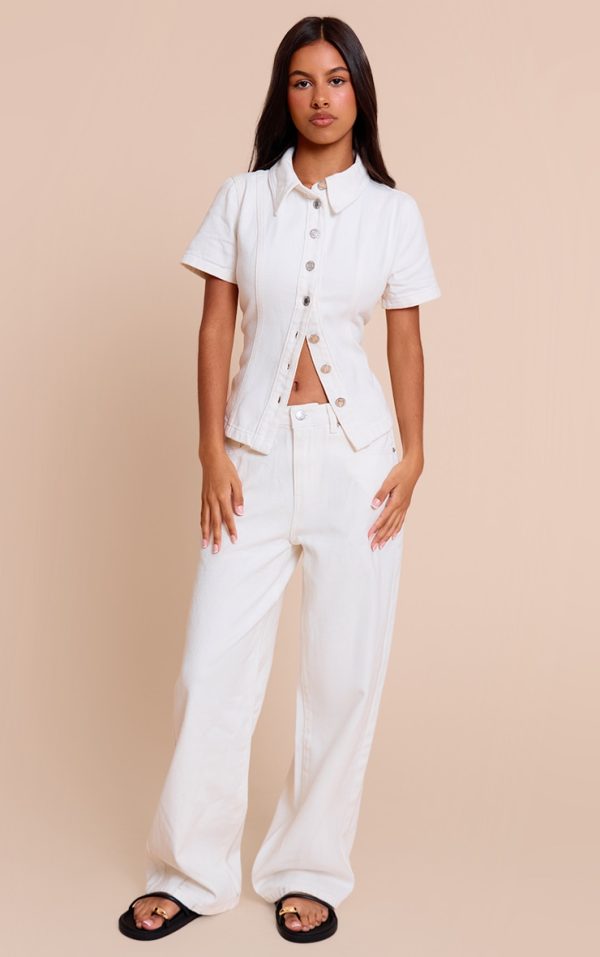 Petite White Mid Rise Straight Leg Jeans