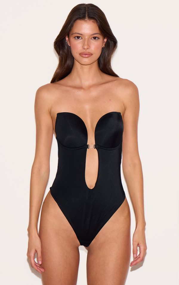 Black Shapewear Plunge Bodysuit