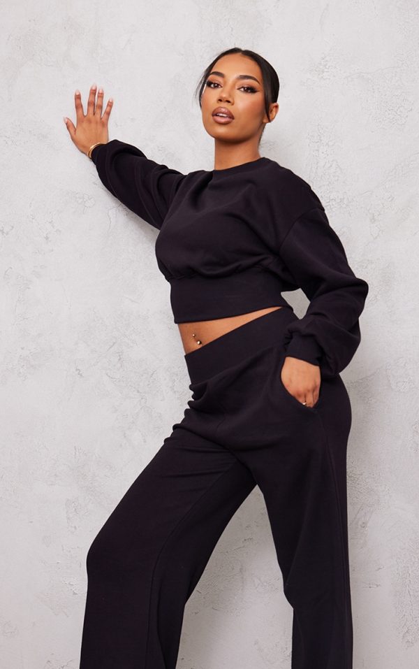 Tall Black Cropped Oversized Sweatshirt