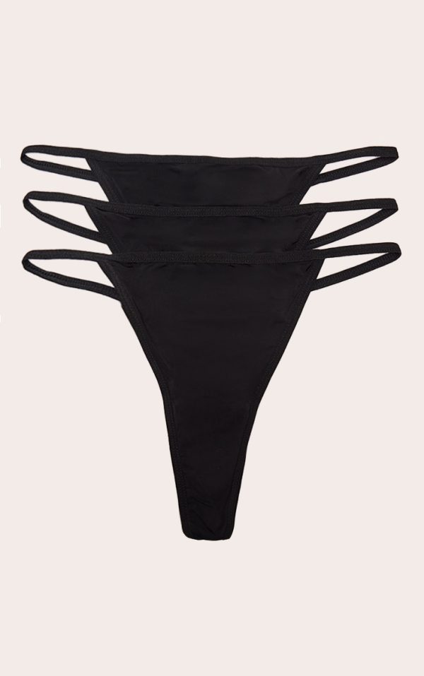 Black Microfibre Thong 3 Pack