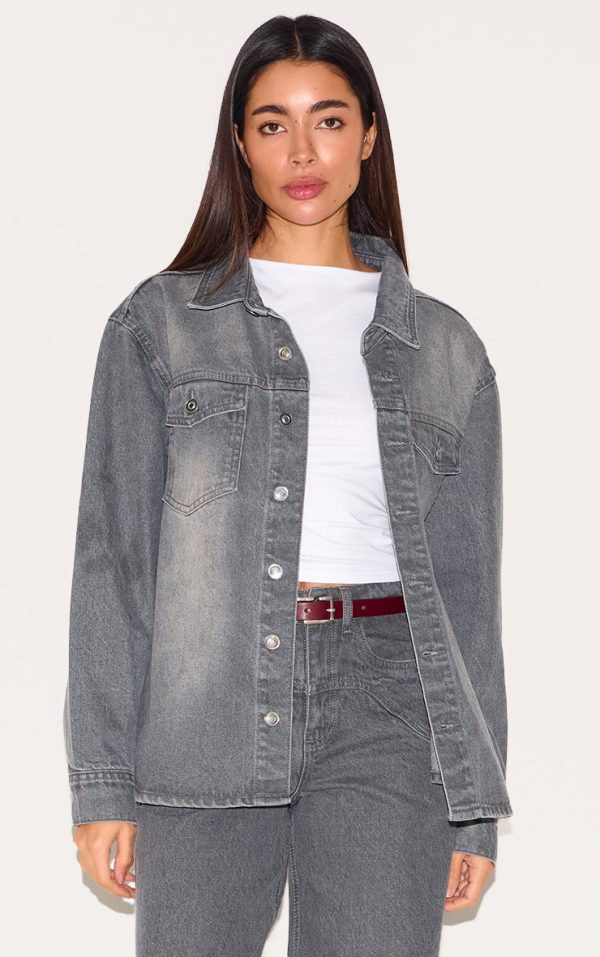 Grey Boxy Fit Denim Shirt