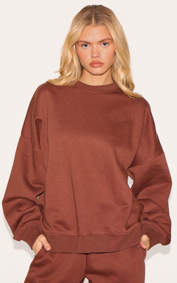 Chocolate Oversized Sweatshirt Tracksuit Set