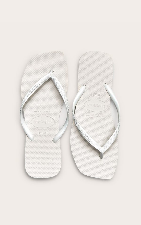 White Havaianas Slim Square Flip Flops