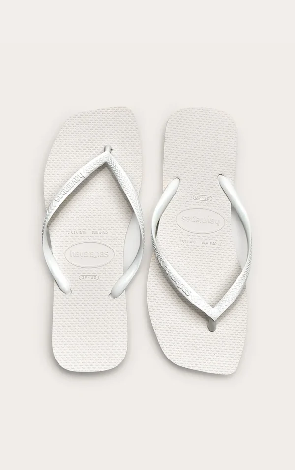 White Havaianas Slim Square Flip Flops