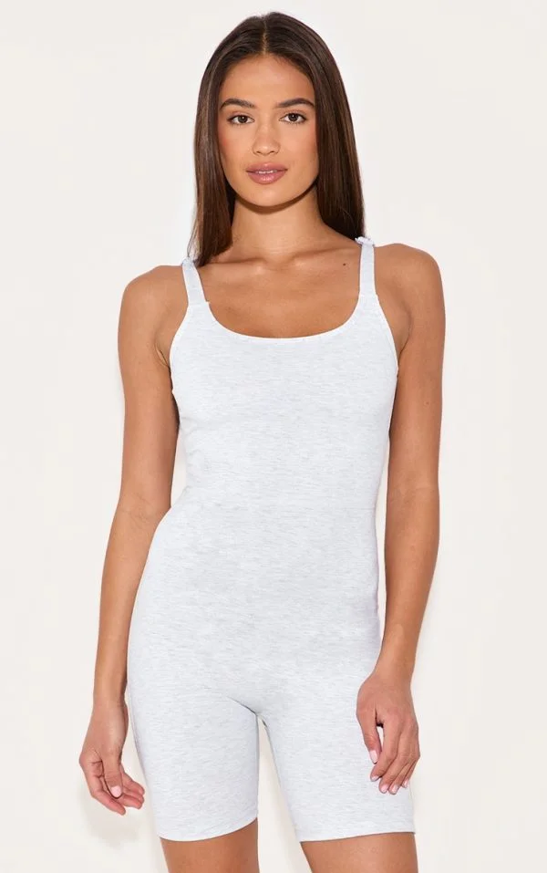 Ash Grey Sculpt Low Back Strappy Unitard