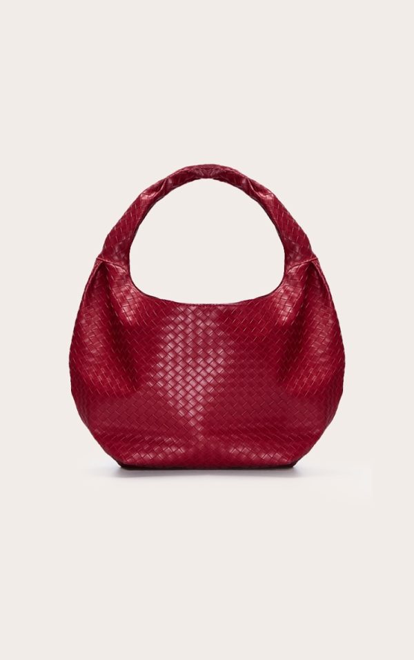 Burgundy Weave Slouchy Tote Bag