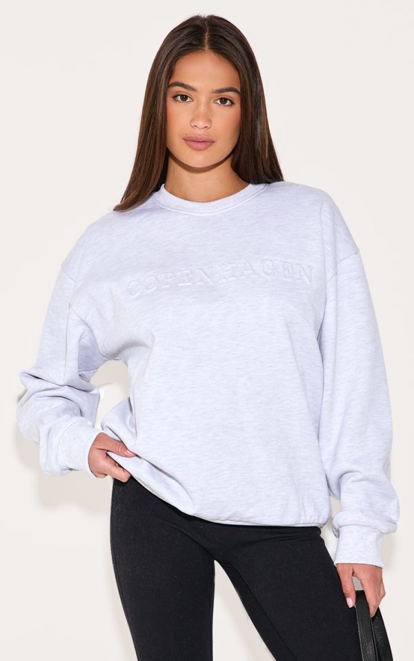 Ash Grey Premium Copenhagen Embossed Sweatshirt
