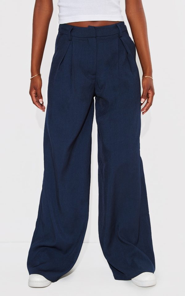 Tall Navy High Waisted Wide Leg Pants