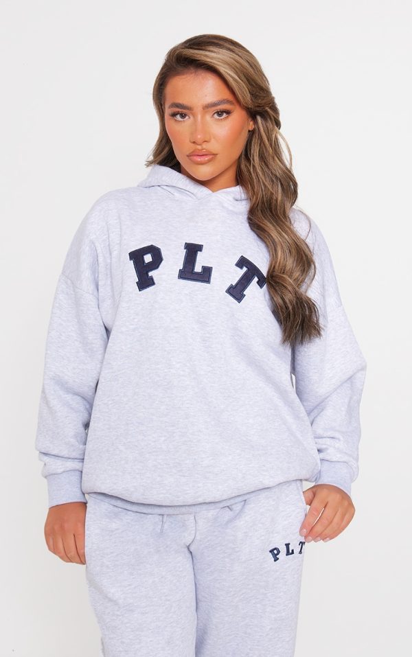 PRETTYLITTLETHING Ash Grey Logo Oversized Hoodie