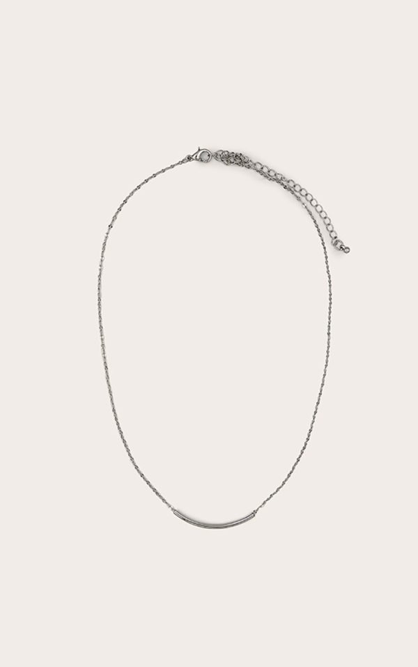 Silver Metal Bar Detail Necklace