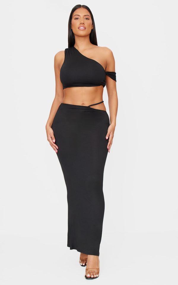 Shape Black Cut Out Waist Maxi Skirt