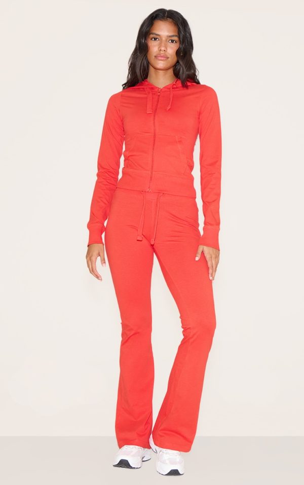 Red Low Rise Skinny Flare Pants
