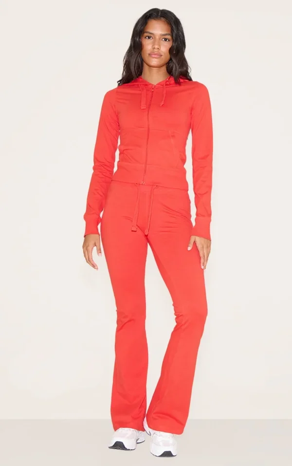 Red Low Rise Skinny Flare Pants
