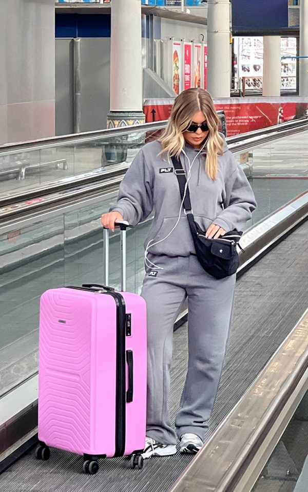 PRETTYLITTLETHING Charcoal Grey Logo Badge Straight Leg Sweatpants