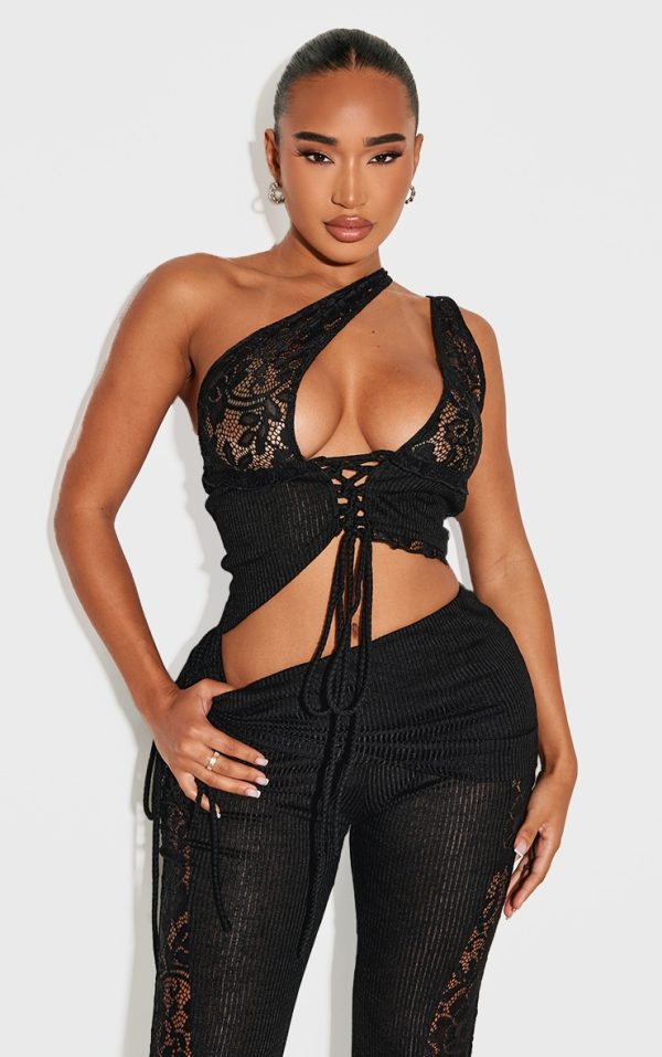Shape Black Lace Up Bralet Top