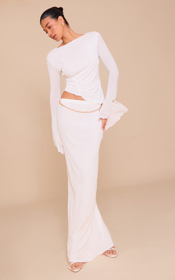 White Burnout Mesh Maxi Skirt